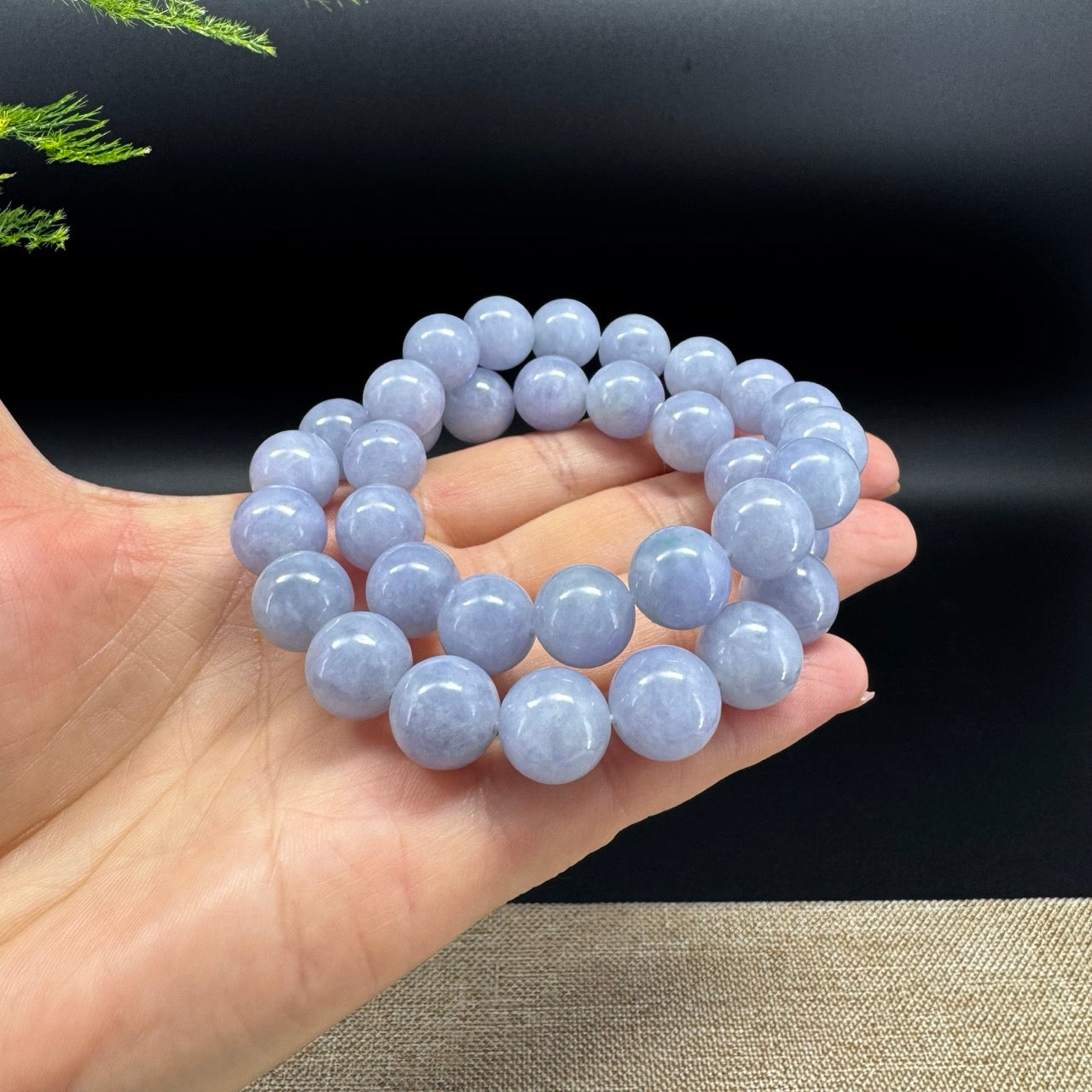 RealJade® Co. Genuine Jadeite Jade Round Lavender Beads Bracelet (12mm)