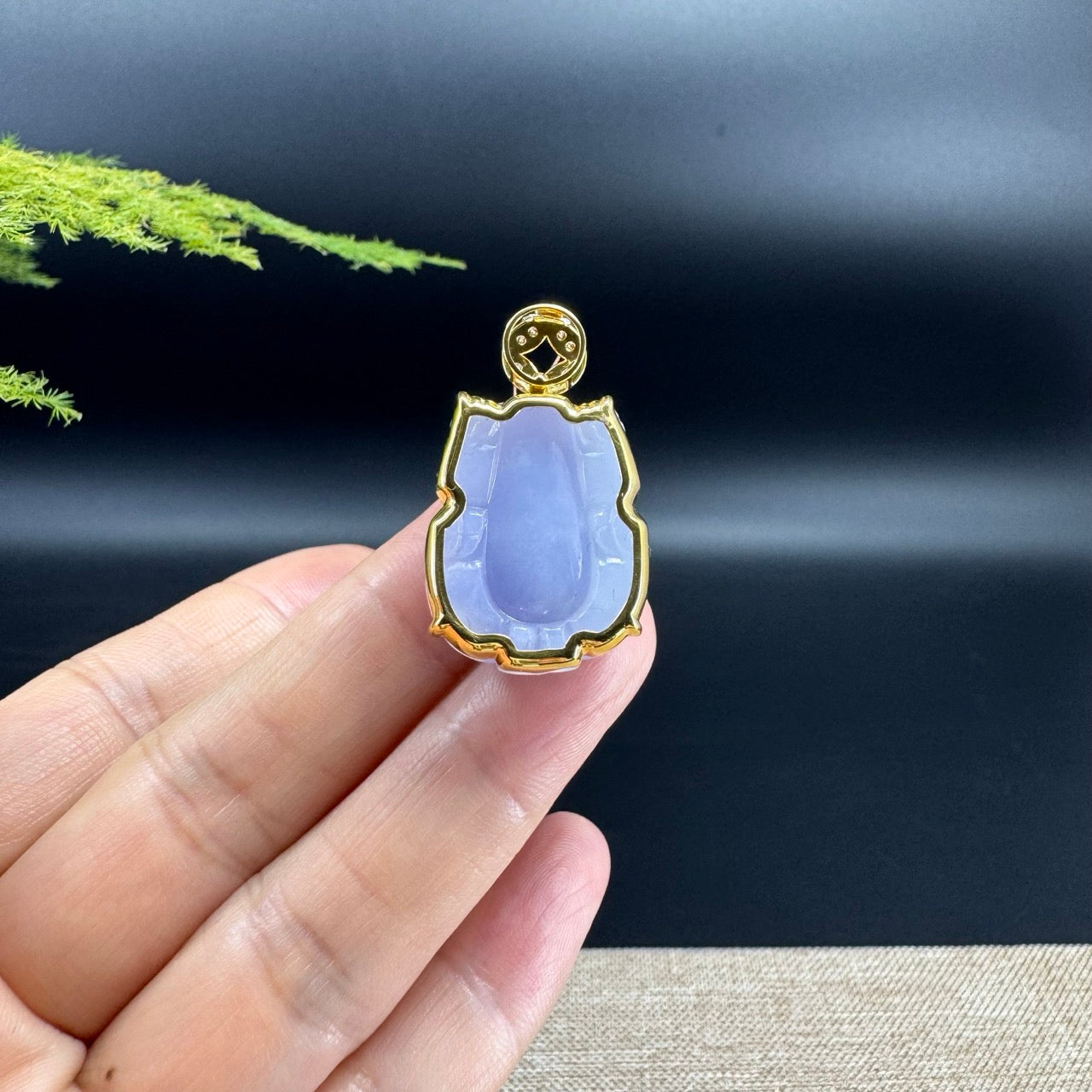 RealJade® Co. 18K Yellow Gold Genuine Lavender Jadeite Jade PiXiu Pendant