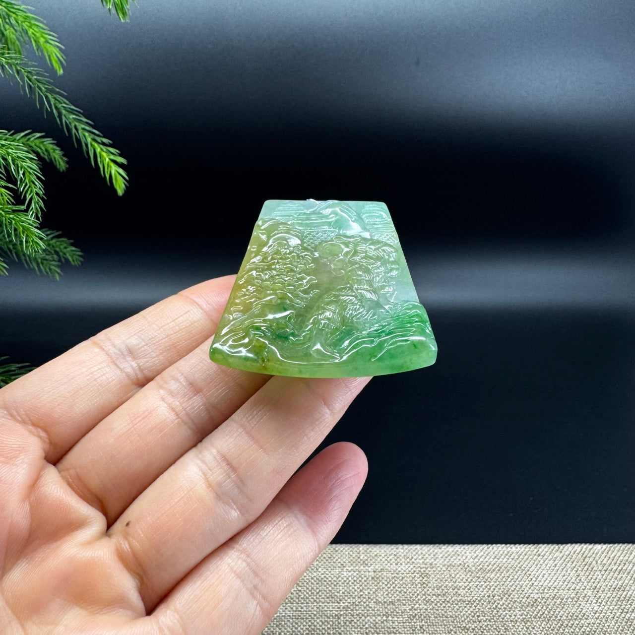 RealJade® Co. High Natural Yellow Green Jadeite Jade Dragon Pendant