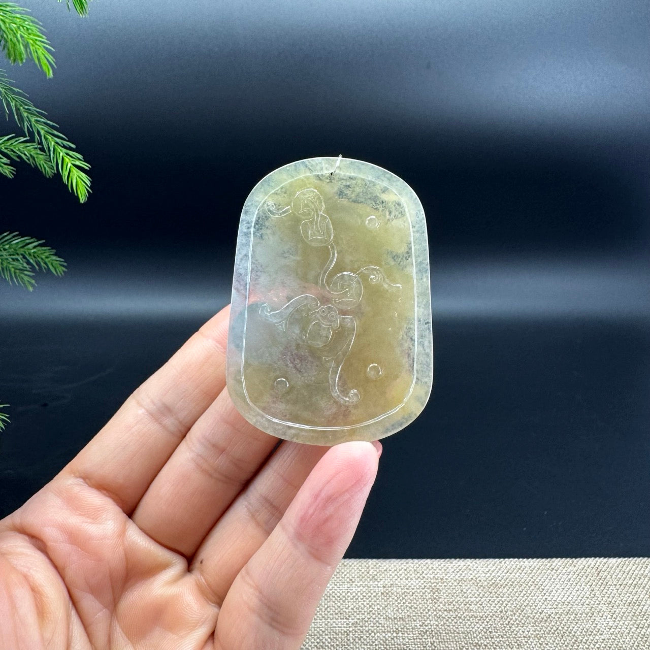 RealJade® Co. Natural Icy Yellow Jadeite Jade Dragon Pendant