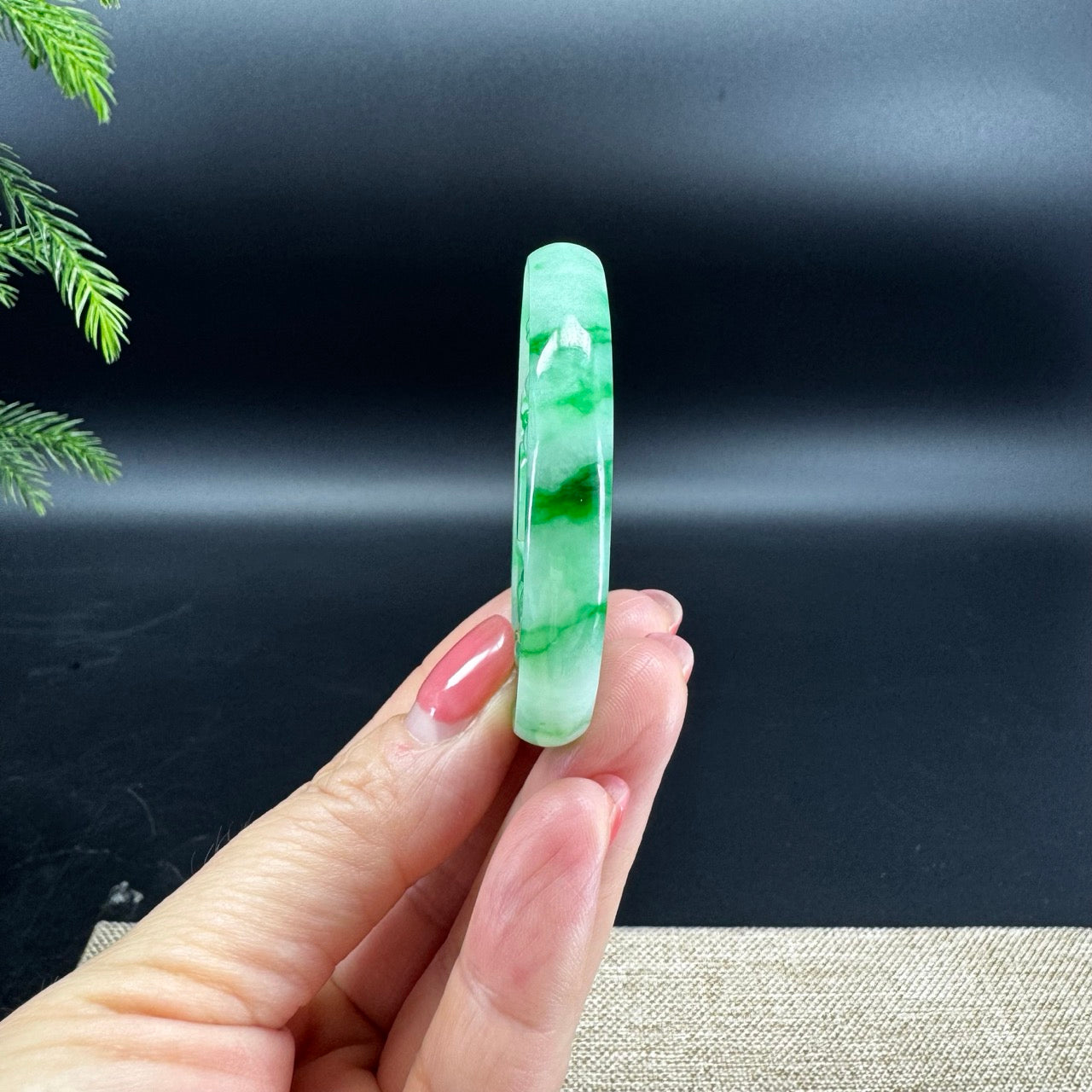 RealJade® Co. High Natural Spicy Green Jadeite Jade Double Dragon Round Pendant