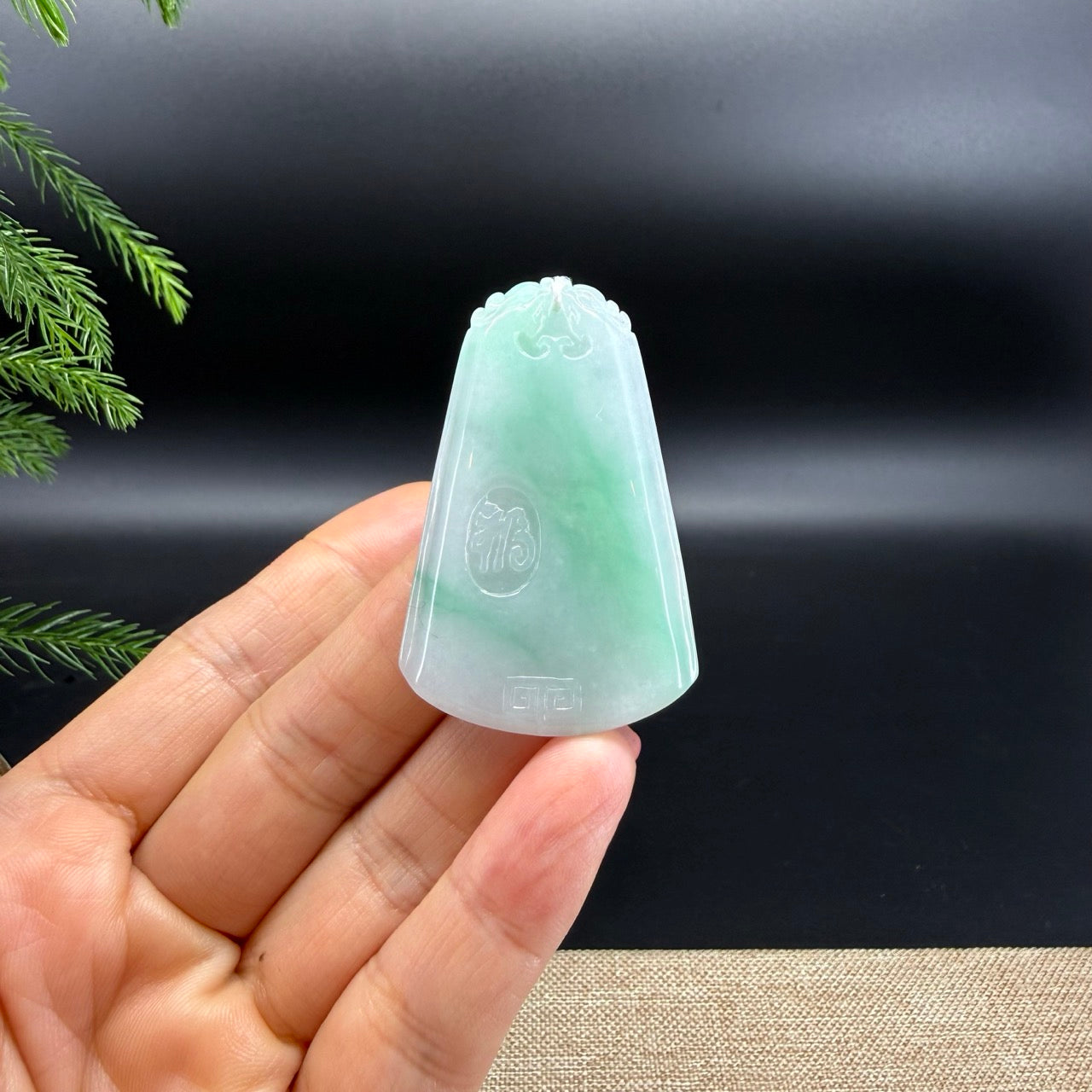 RealJade® Co.Natural White Green (BDQ)Jadeite Jade Dragon Pendant