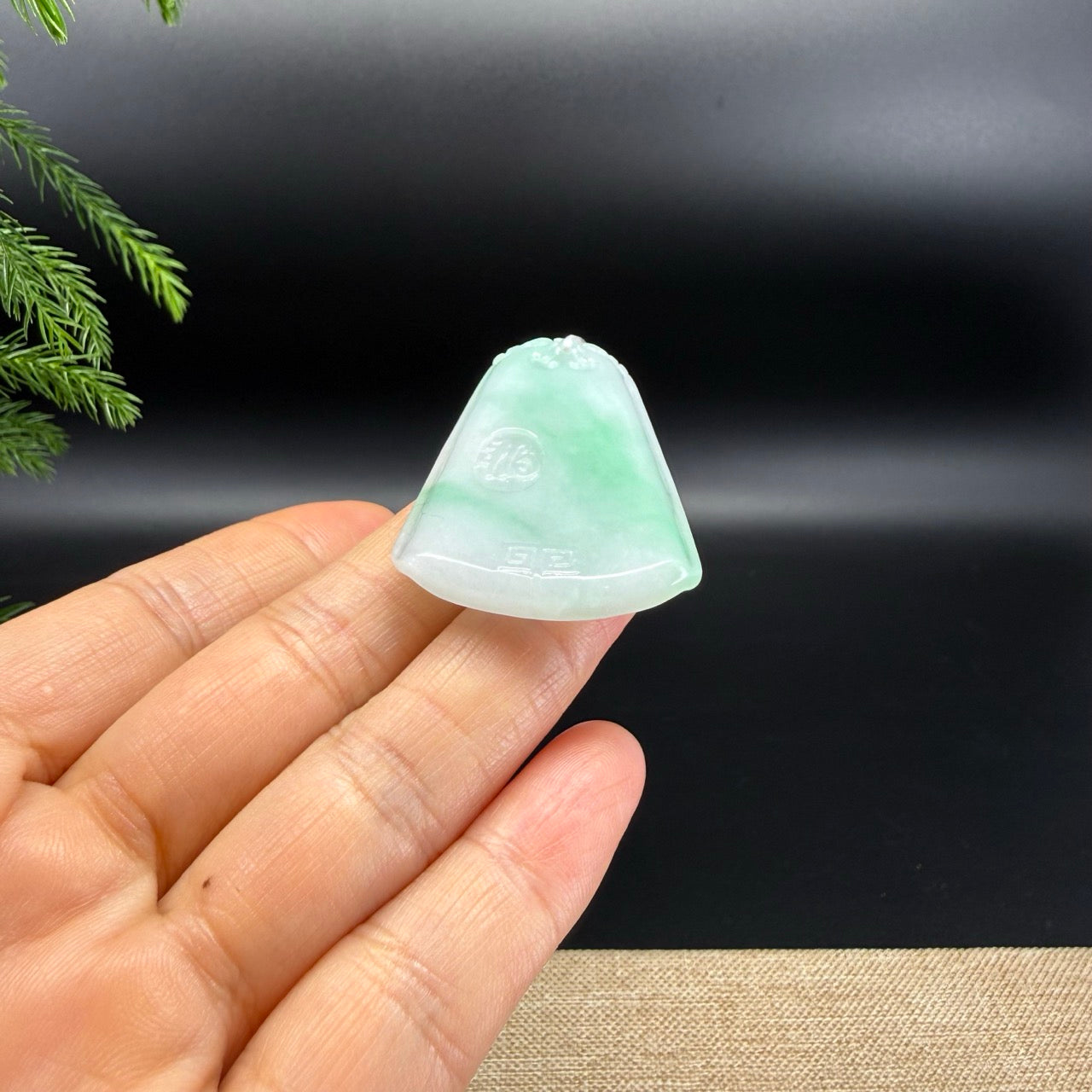RealJade® Co.Natural White Green (BDQ)Jadeite Jade Dragon Pendant