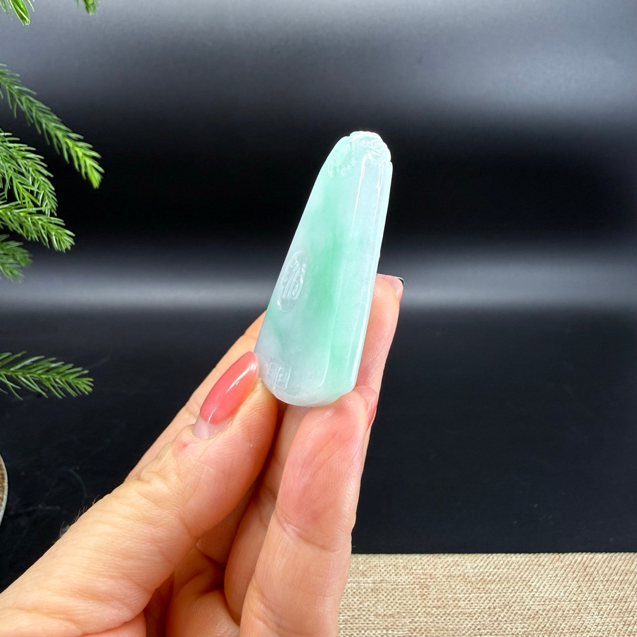 RealJade® Co.Natural White Green (BDQ)Jadeite Jade Dragon Pendant