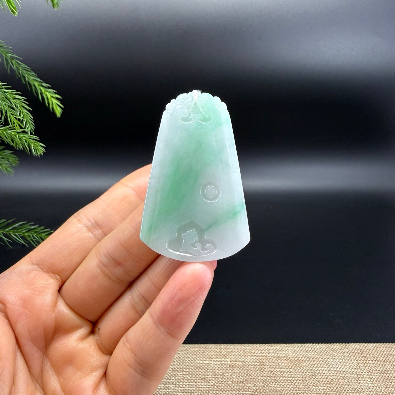RealJade® Co.Natural White Green (BDQ)Jadeite Jade Dragon Pendant