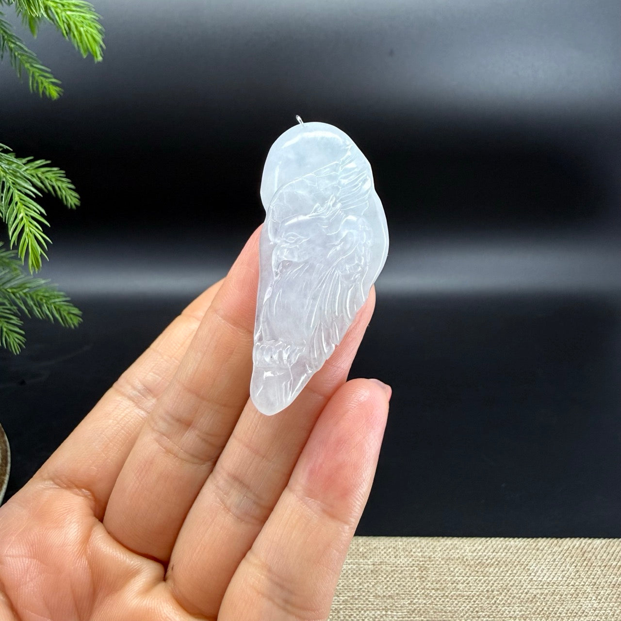 RealJade® Co. Natural Icy Jadeite Jade Eagle Pendant