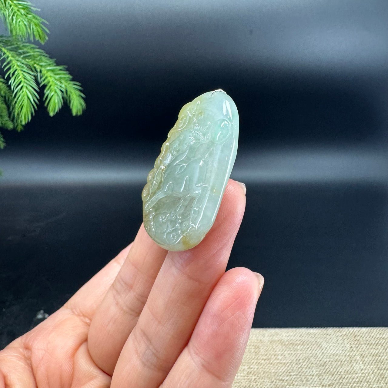 RealJade® Co.Natural Yellow Green Jadeite Jade Goat Necklace