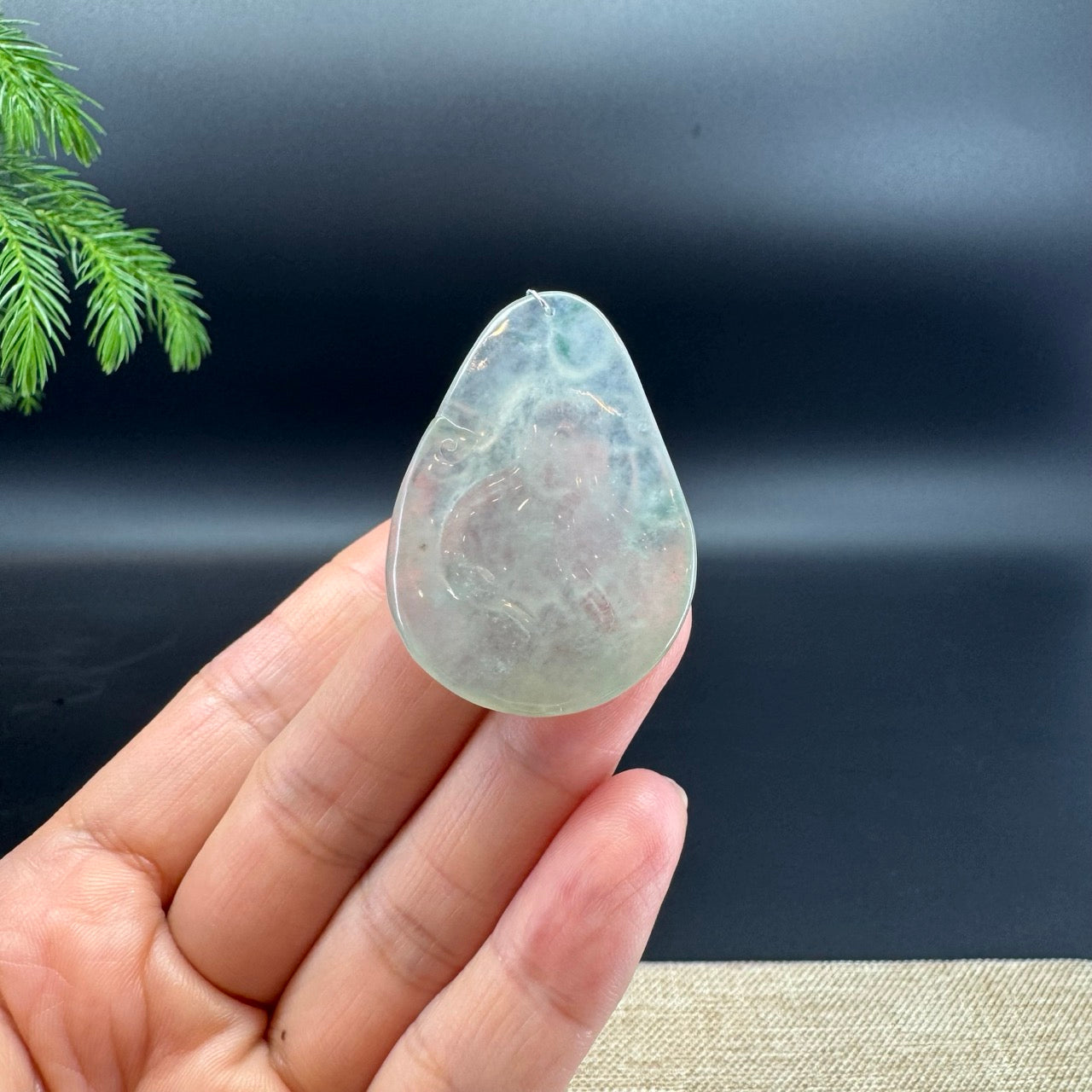 RealJade® Co.Natural Icy Light Green Jadeite Jade Pig Necklace