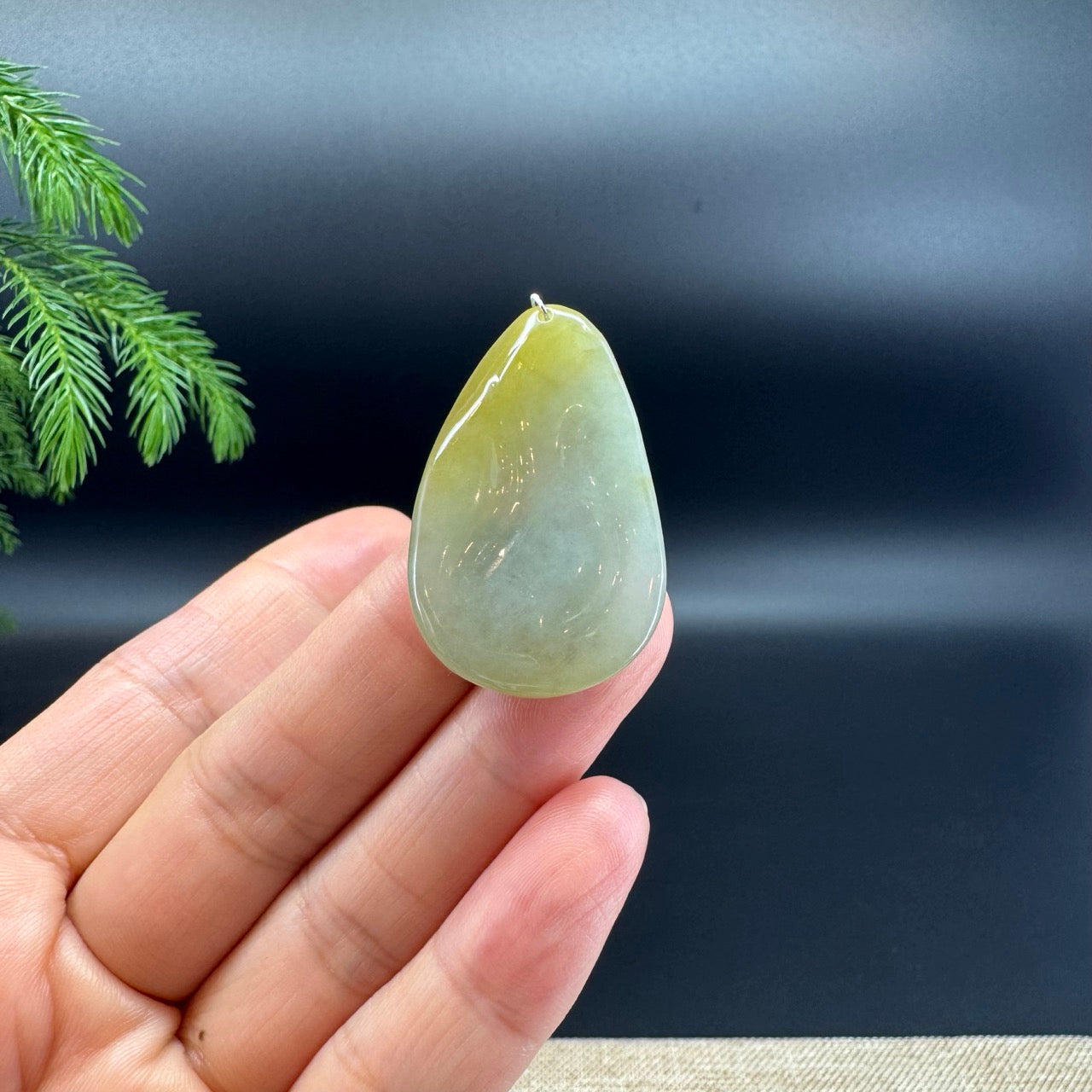RealJade® Co.Natural Yellow Green Jadeite Jade Dog Necklace