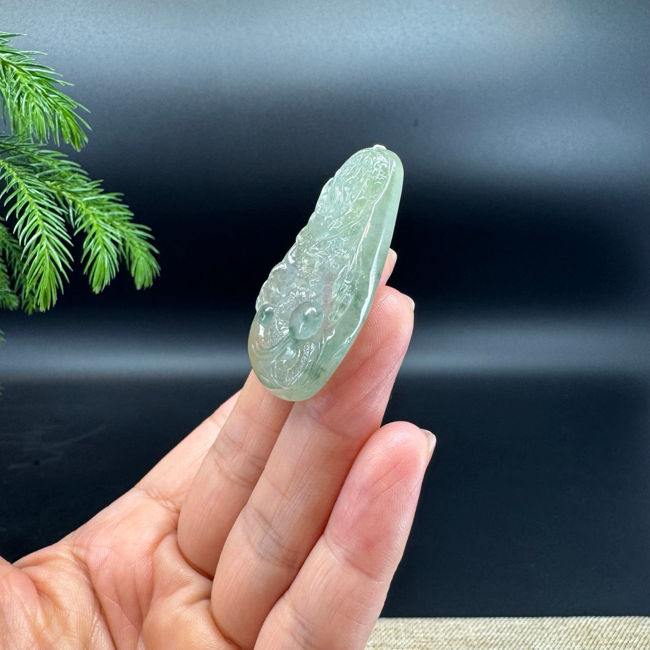 RealJade® Co.Natural Icy Green Jadeite Jade Dragon Necklace