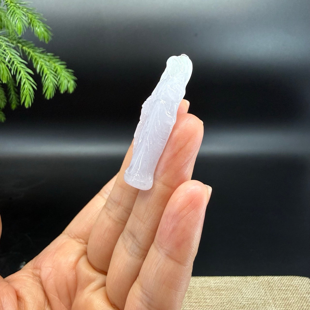 RealJade® Co.Natural Iight Lavender Jadeite Jade Mother Mary Necklace