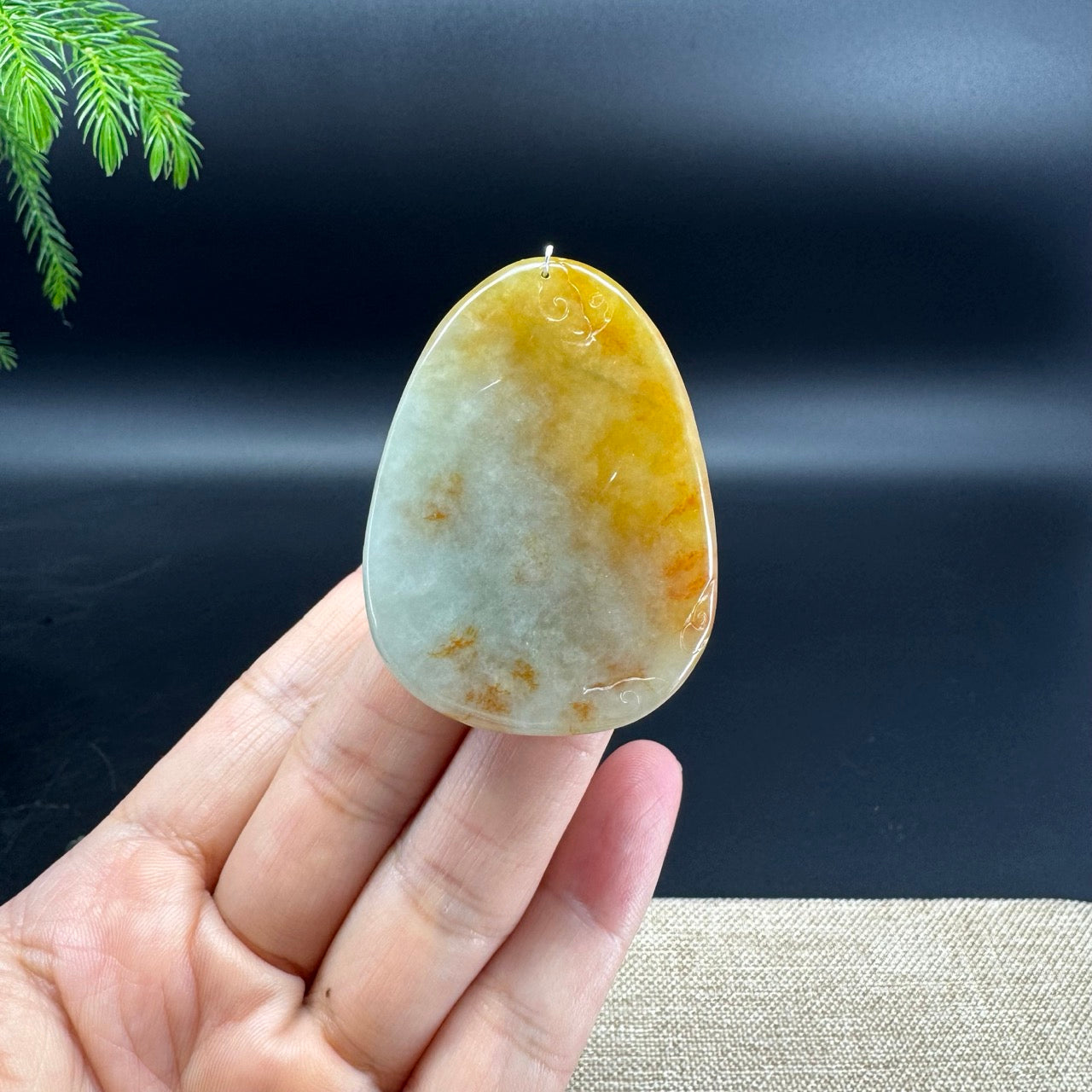 RealJade® Co. Genuine Yellow Green Jadeite Jade Caishen Pendant Necklace