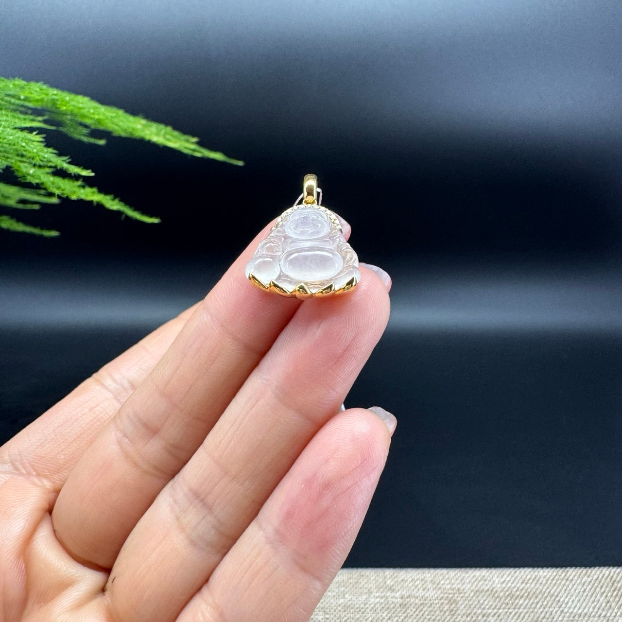 RealJade® 18K Yellow Gold Genuine Burmese Ice Jadeite Jade Buddha Pendant