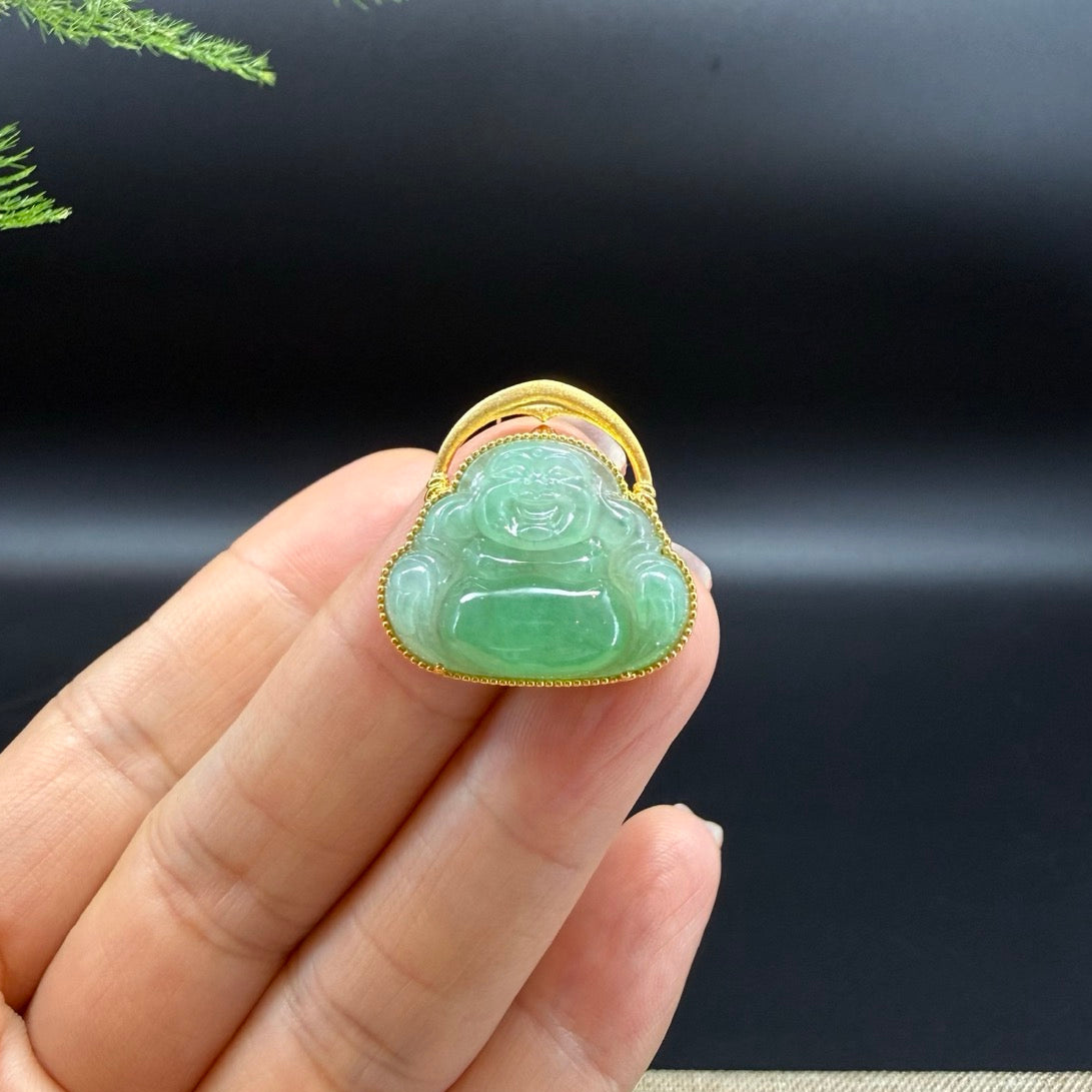 The bangle shape of the happy buddha.The bangle color is icy green.