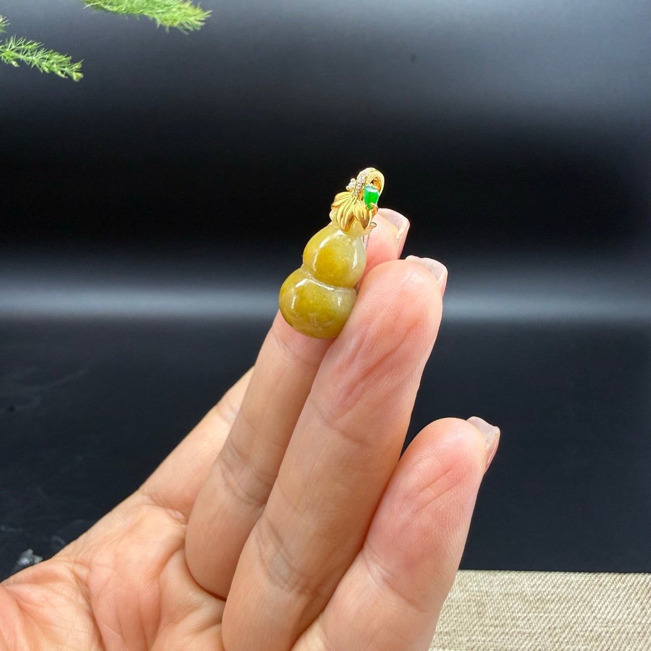 RealJade® Co. Genuine Honey Yellow Jadeite Jade Mini Hulu (Bottle Gourd) Necklace