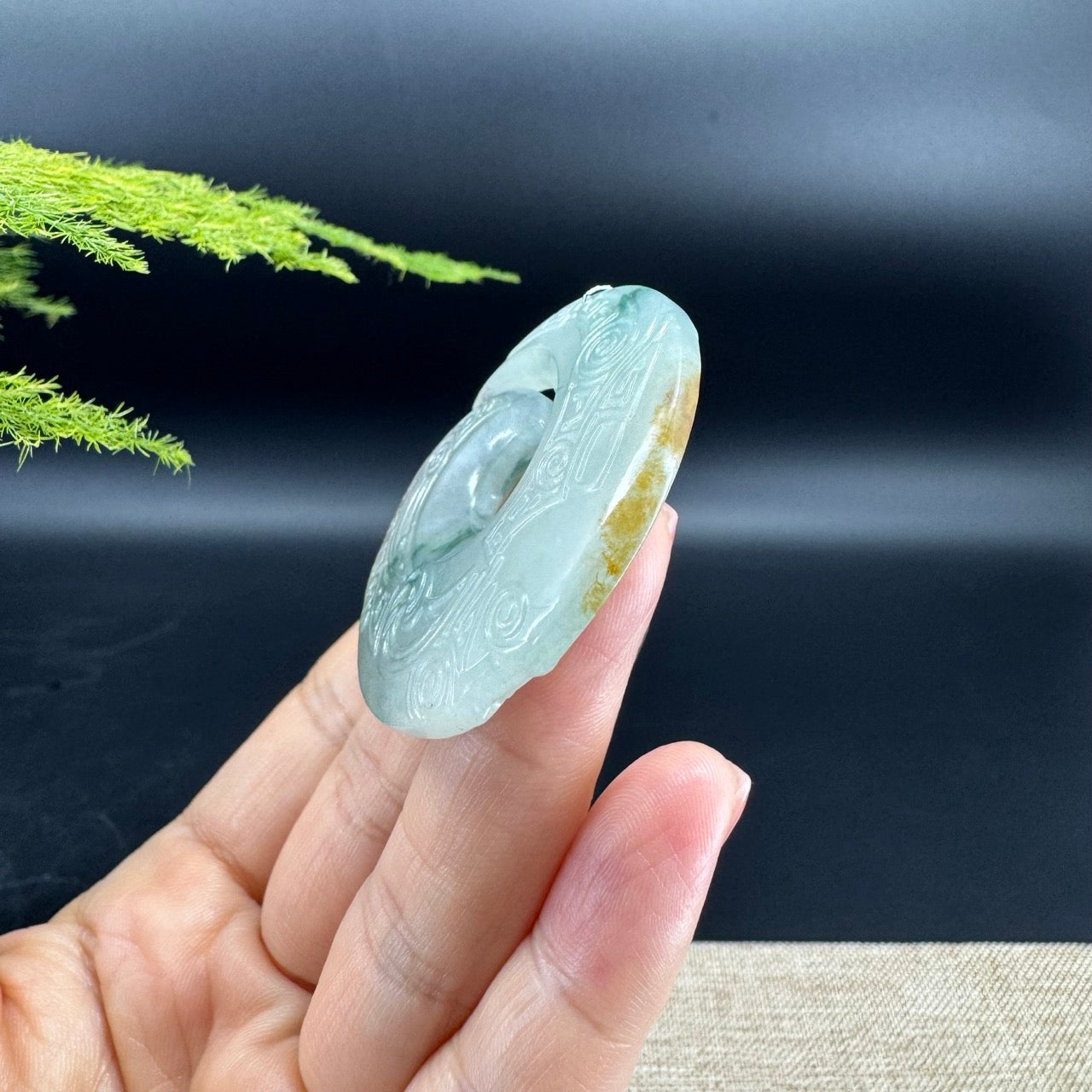 RealJade® Co. Genuine Blue Green Jadeite Jade Fortune Turns Pendant Necklace