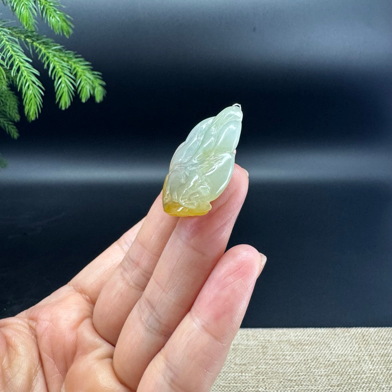 RealJade® Co.Natural Yellow & Green Jadeite Jade Nine-Tailed Fox Necklace
