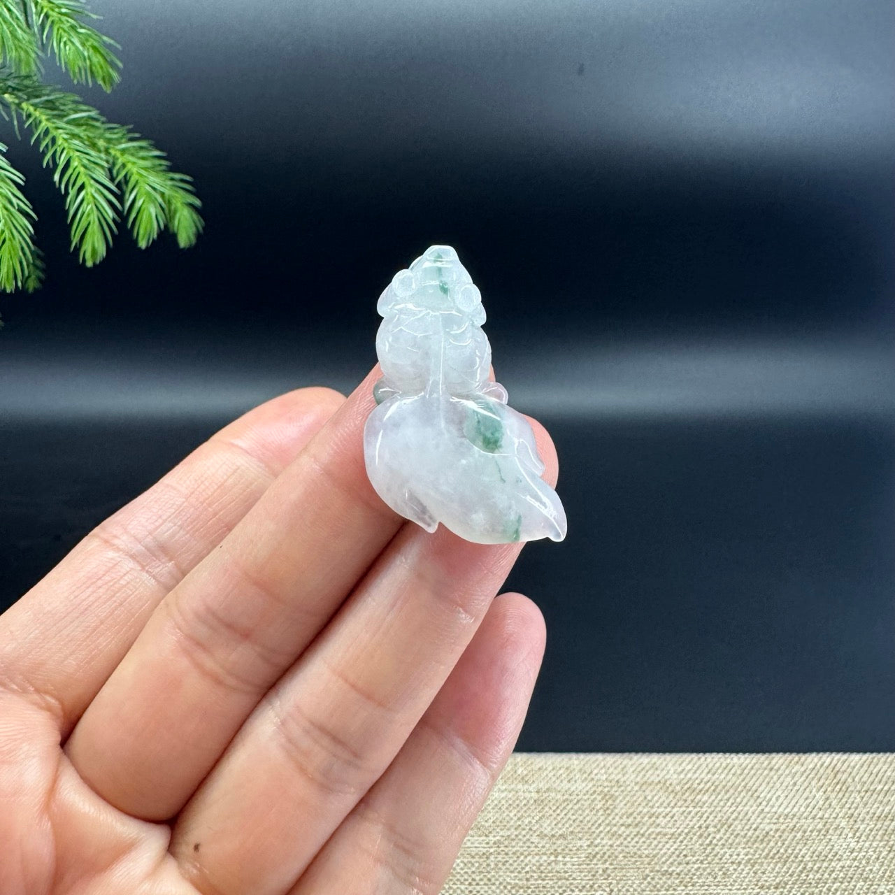 RealJade® Co. Natural Genuine White Green Jadeite Jade Gold Fish Necklace