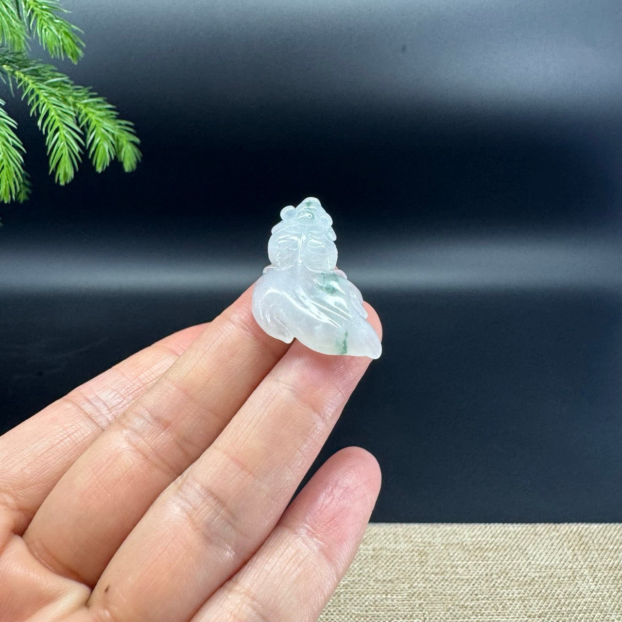 RealJade® Co. Natural Genuine White Green Jadeite Jade Gold Fish Necklace