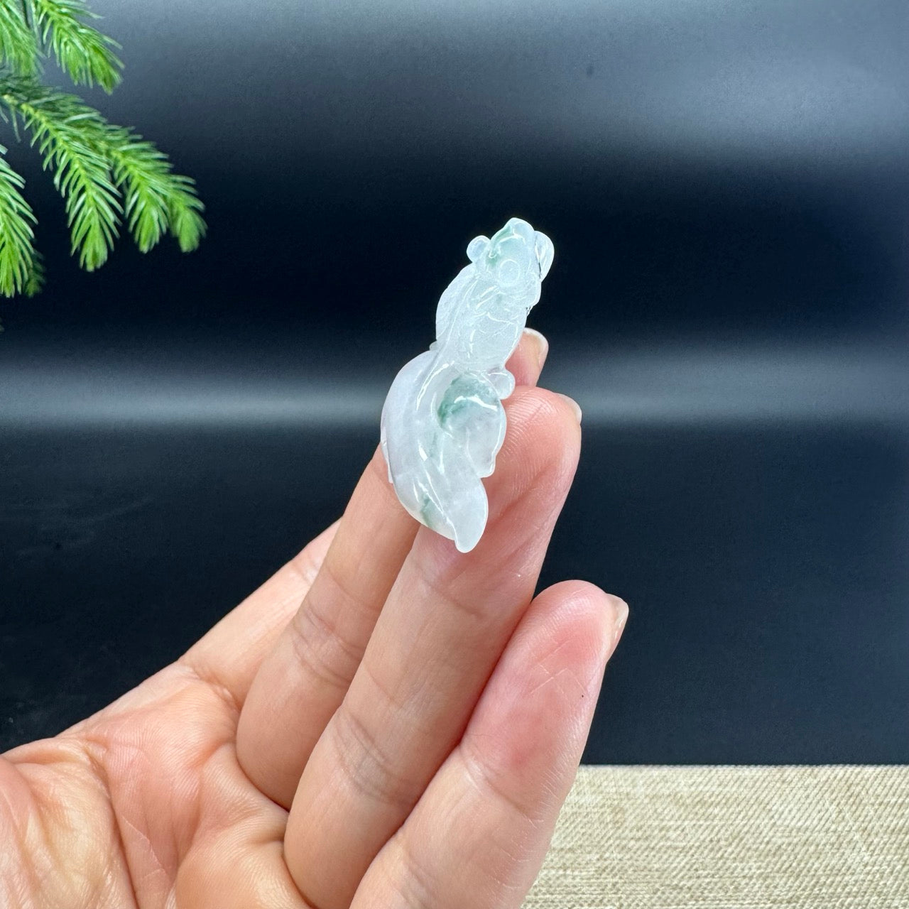 RealJade® Co. Natural Genuine White Green Jadeite Jade Gold Fish Necklace