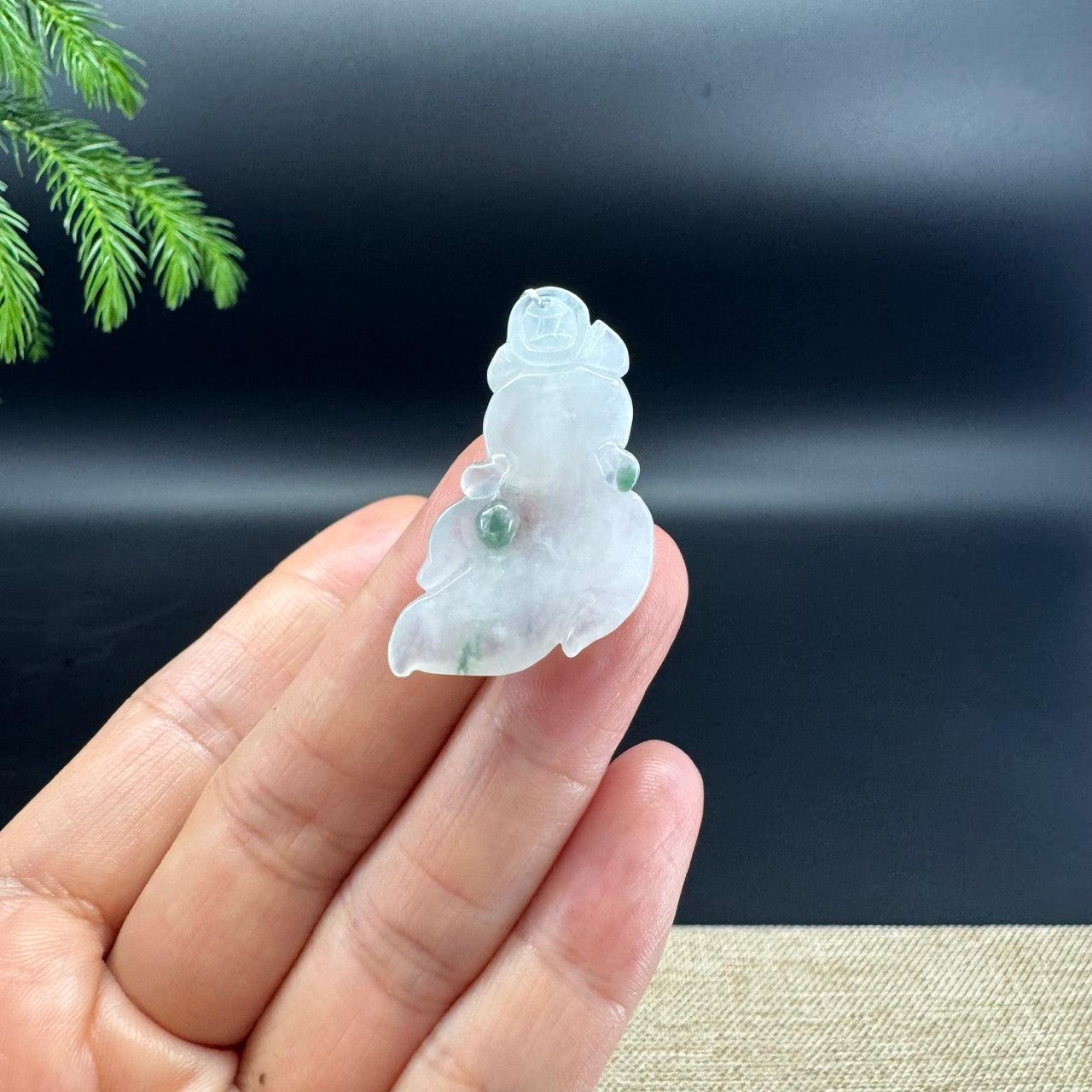 RealJade® Co. Natural Genuine White Green Jadeite Jade Gold Fish Necklace