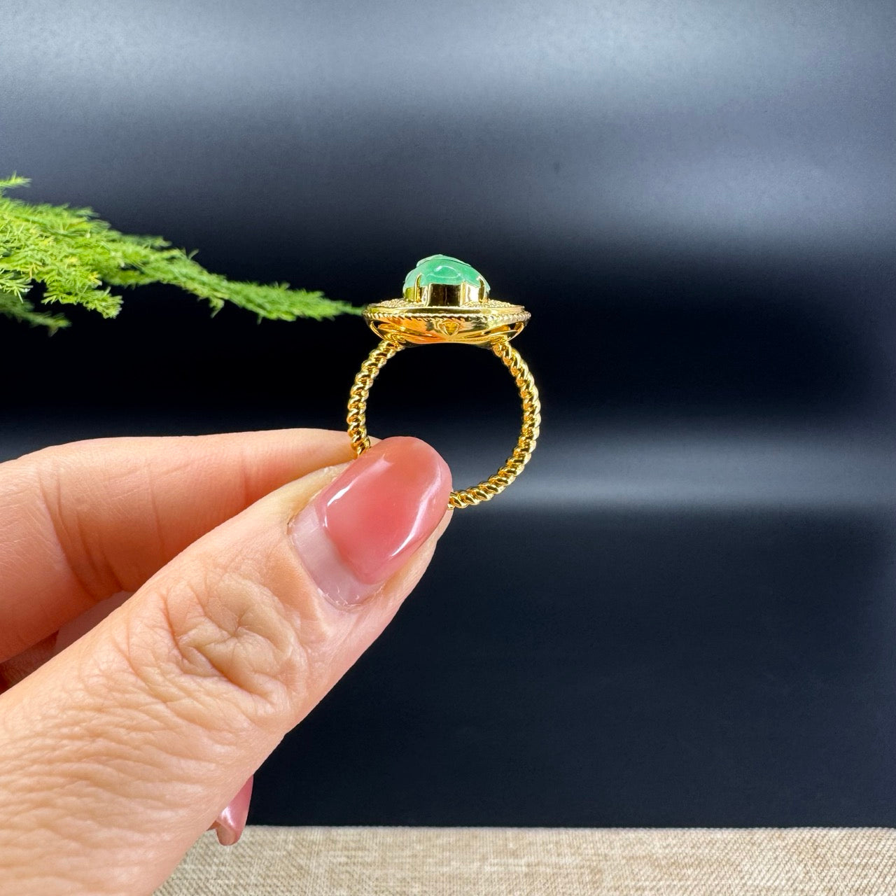 RealJade® "Signature Signet" 18K Yellow Gold Icy Green Jadeite Jade Diamonds PiXiu Ring