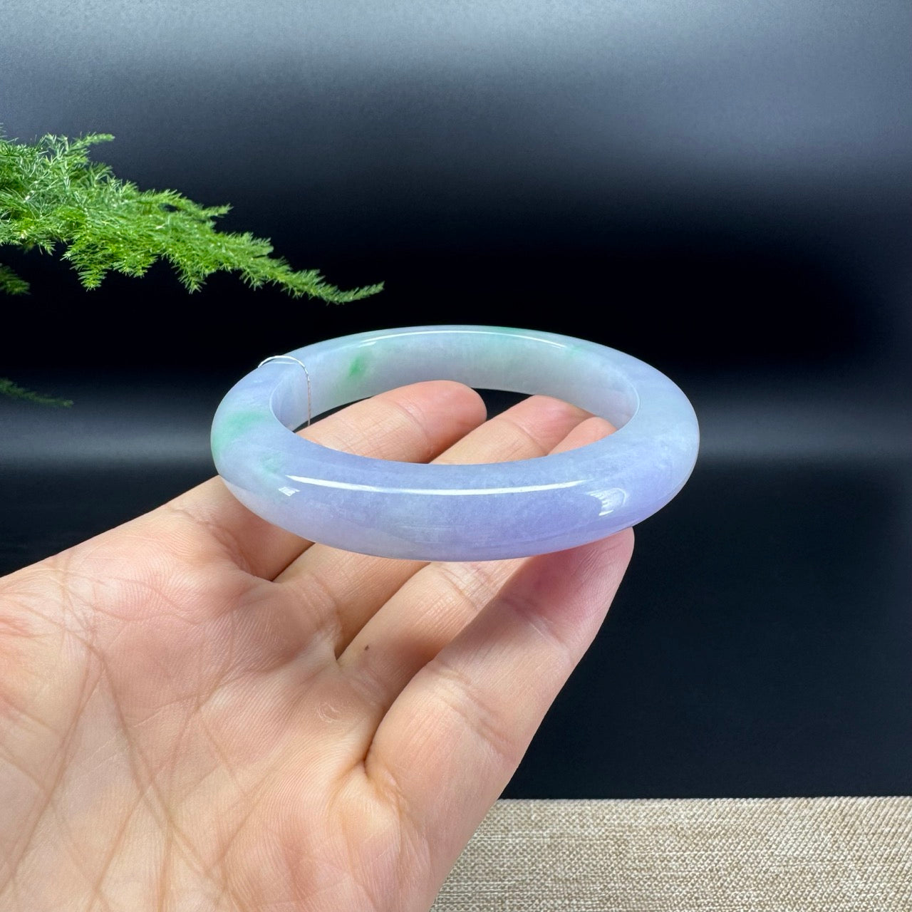 Genuine Burmese lavender Green Jadeite Jade Bangle Bracelet ( 58.3mm)