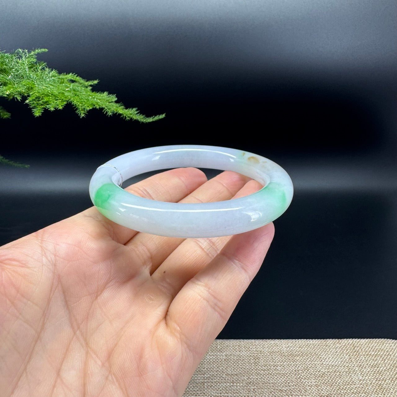 Genuine Burmese Icy Green Jade Jadeite Bangle Bracelet (58.9mm)