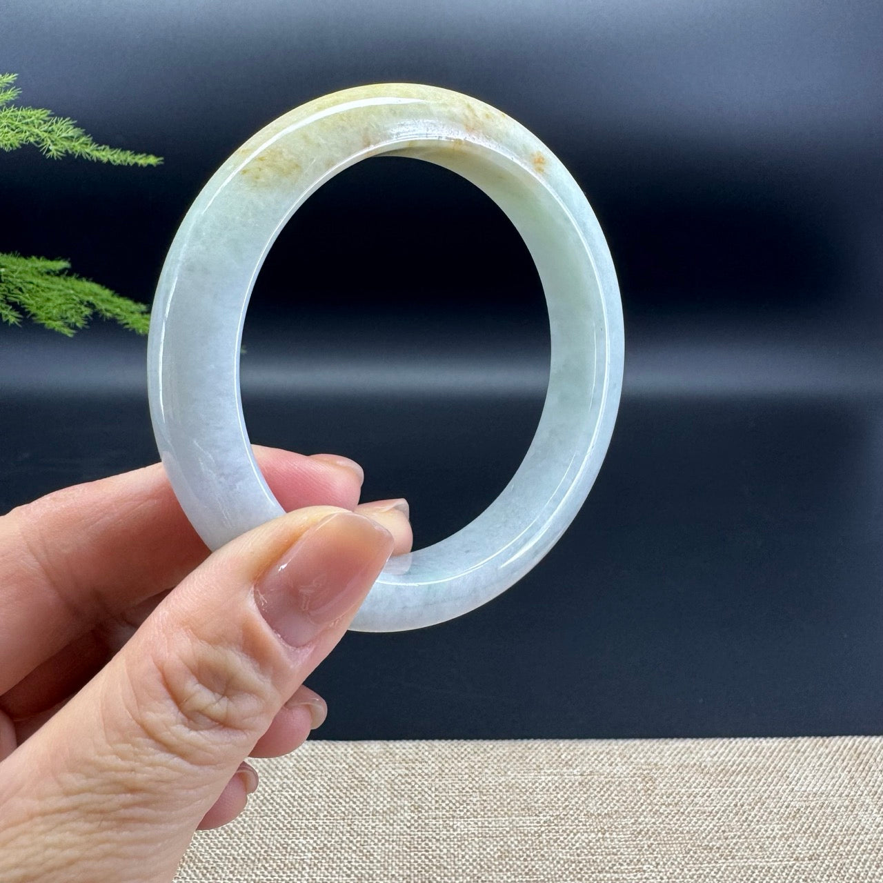 Genuine Burmese Yellow Green Jade Jadeite Bangle Bracelet ( 60.4mm )