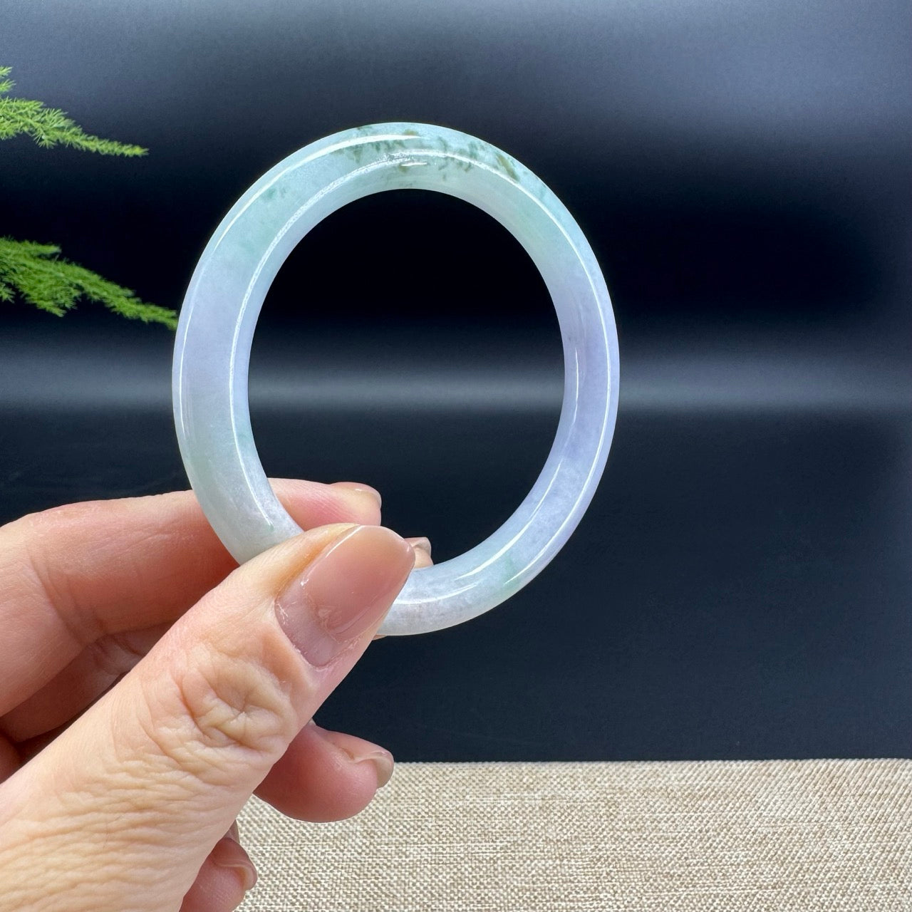 Genuine Burmese Lavender Green Jade Jadeite Bangle Bracelet (53.8mm)