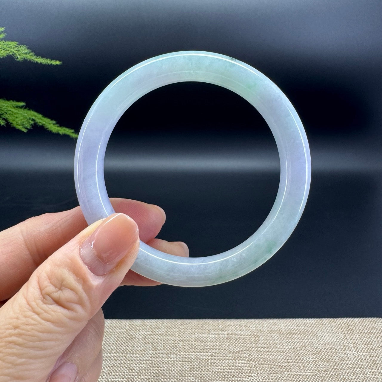 Genuine Burmese Lavender Green Jade Jadeite Bangle Bracelet (53.8mm)