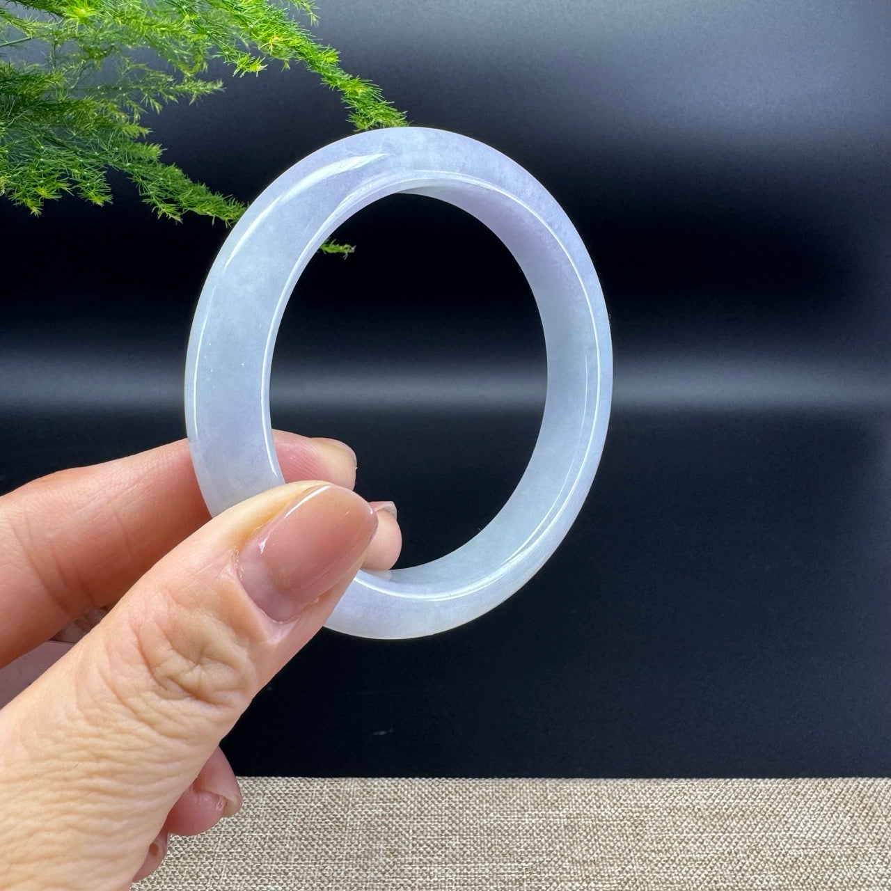Genuine Burmese Lavender Green Jade Jadeite Bangle Bracelet ( 57.3mm )