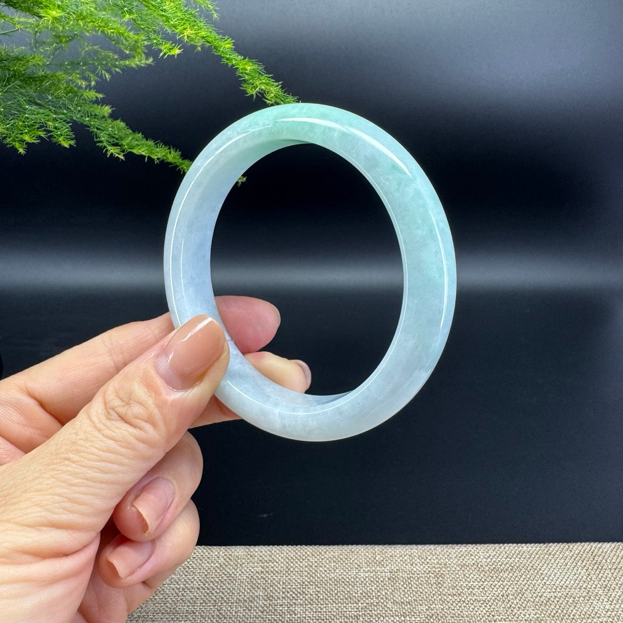 Genuine Burmese Icy Green Jade Jadeite Bangle Bracelet ( 57mm )