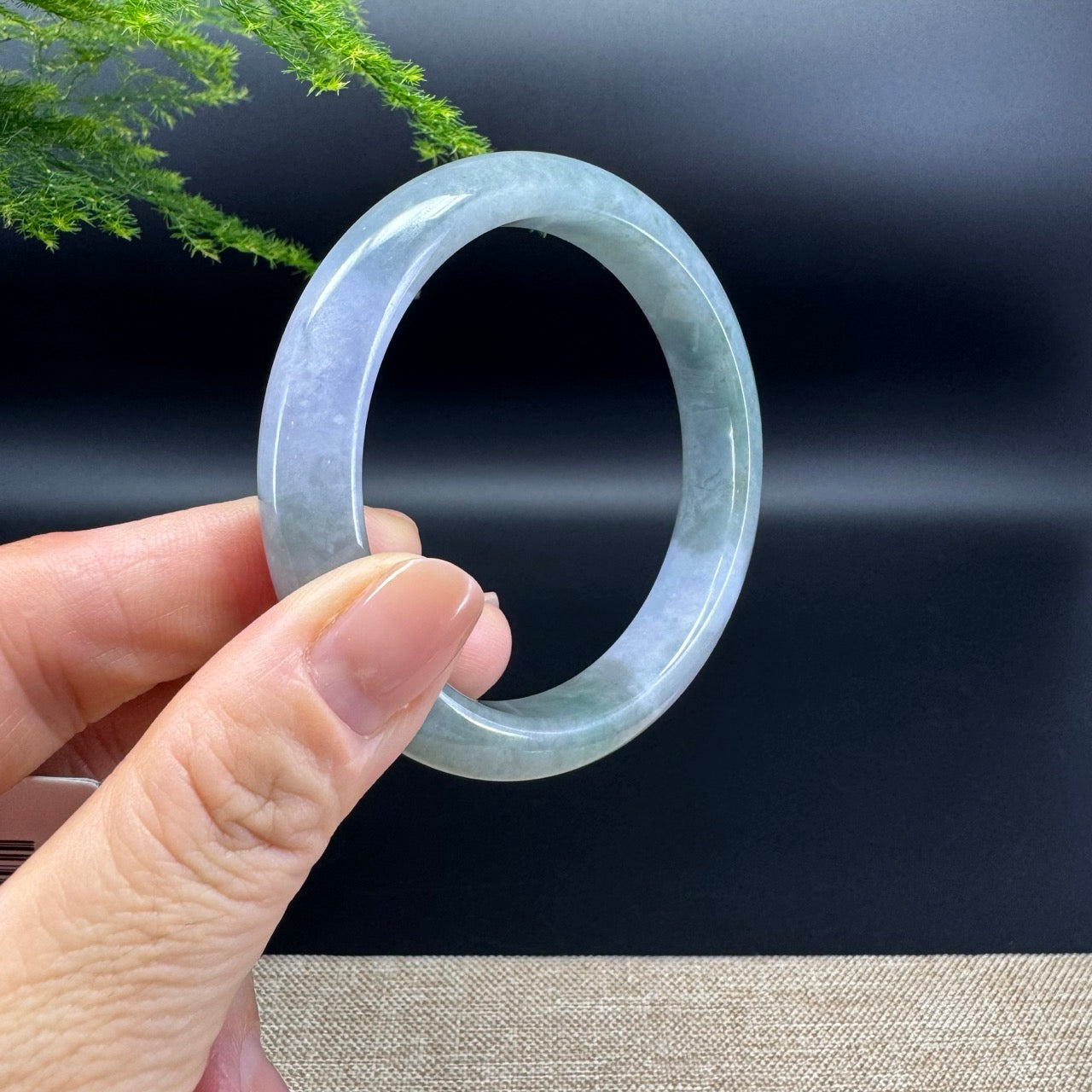 Genuine Burmese Lavender Green Jade Jadeite Bangle Bracelet ( 57.4mm )