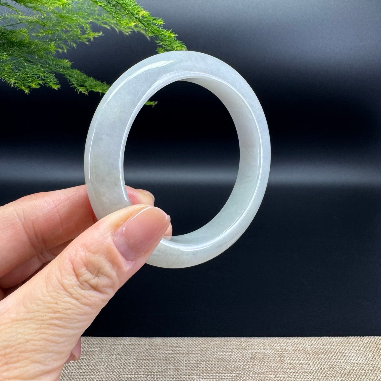 Genuine Burmese Lavender Green Jade Jadeite Bangle Bracelet ( 57.7mm )