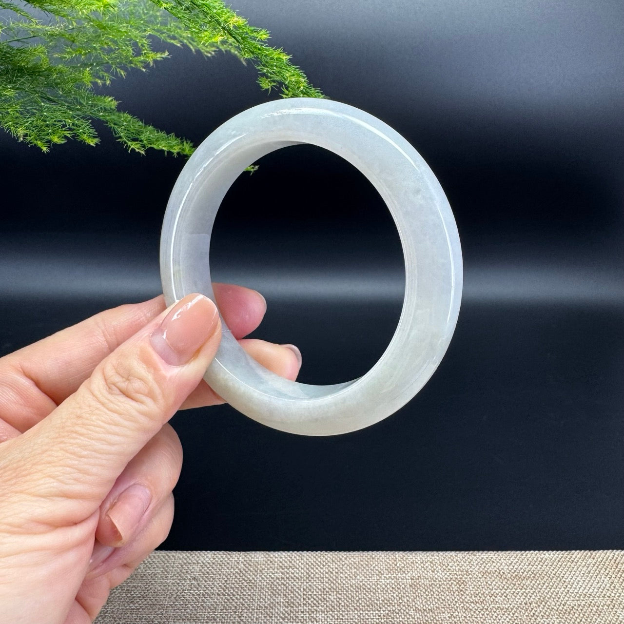 Genuine Burmese Lavender Green Jade Jadeite Bangle Bracelet ( 57.7mm )