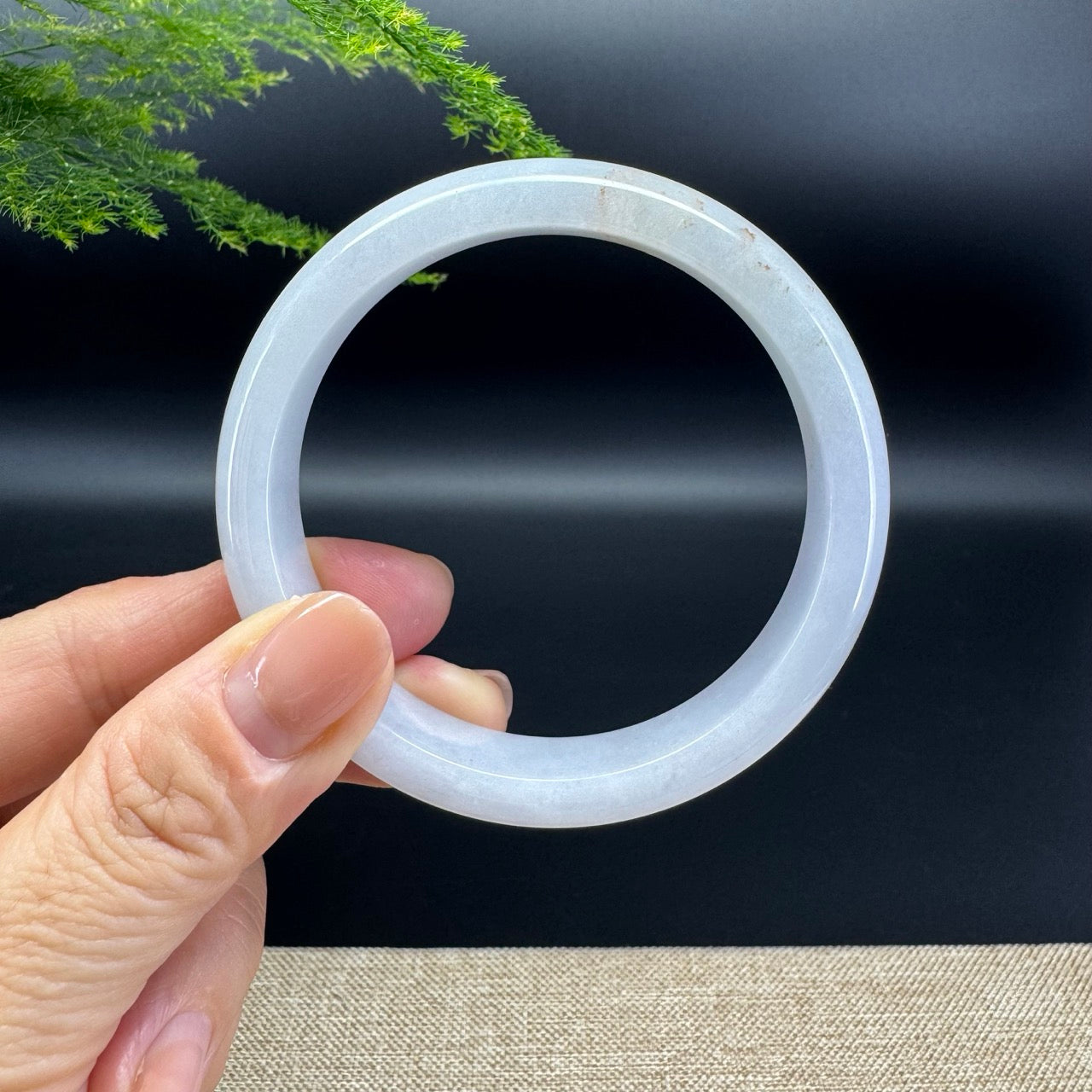 Genuine Burmese Lavender Green Jade Jadeite Bangle Bracelet ( 57.6mm )