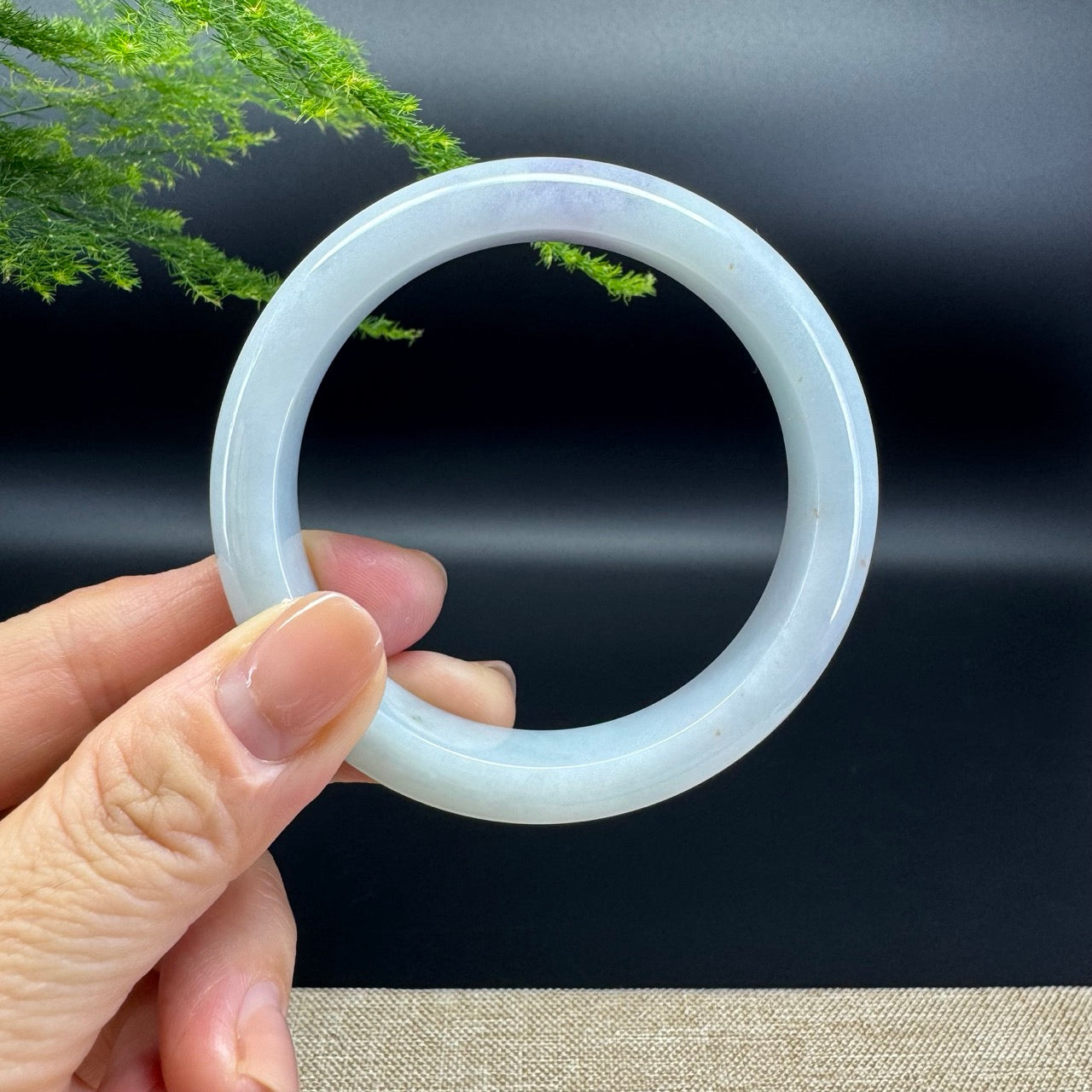Genuine Burmese Lavender Green Jade Jadeite Bangle Bracelet ( 57.4mm )