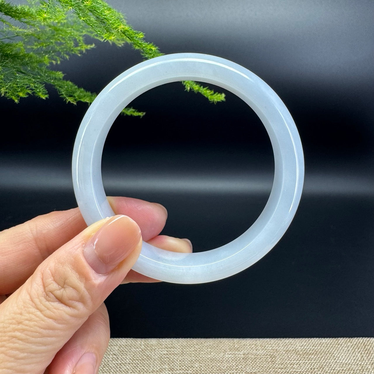 Genuine Burmese Lavender Green Jade Jadeite Bangle Bracelet ( 57mm )