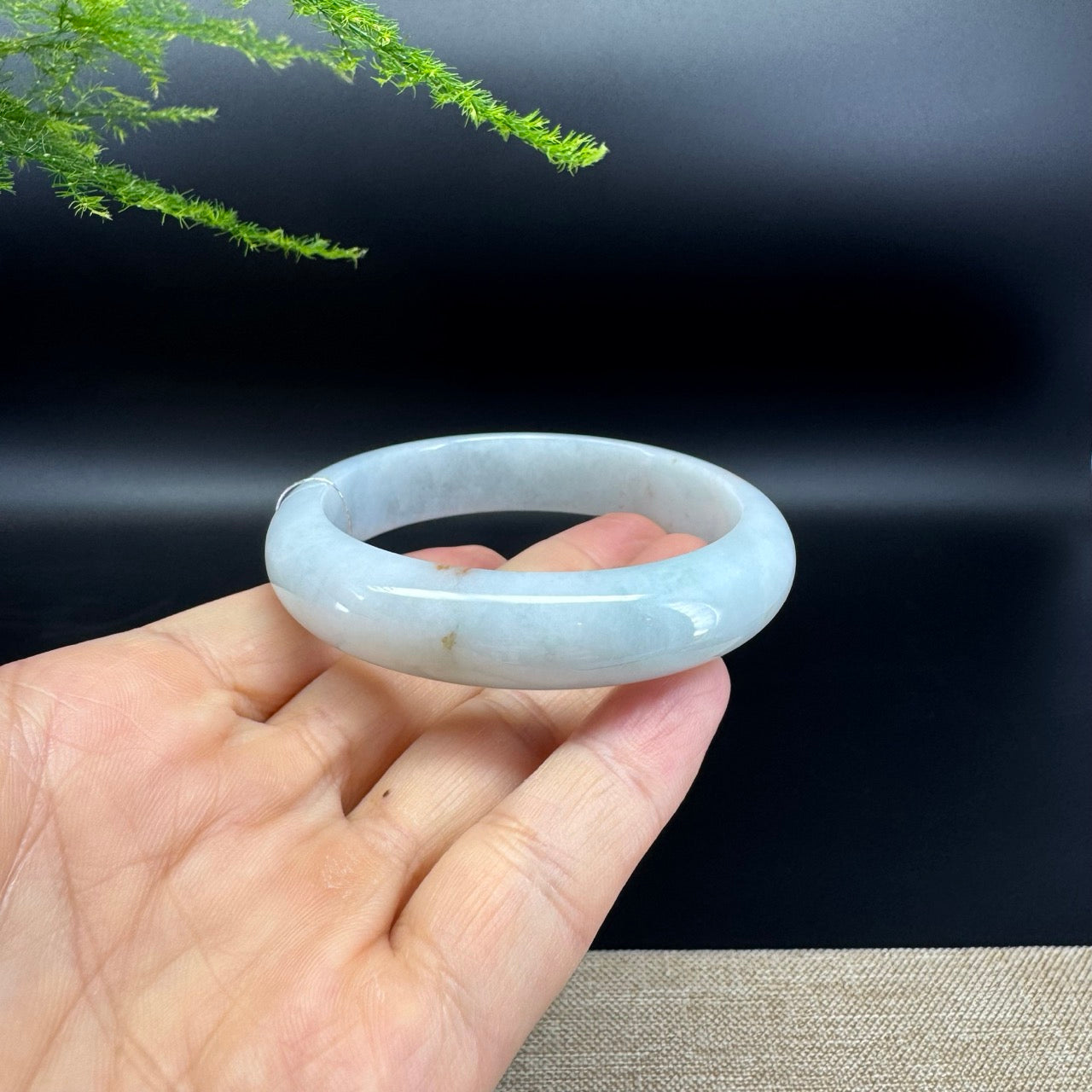 Genuine Burmese Icy Green Jade Jadeite Bangle Bracelet ( 56.1mm )