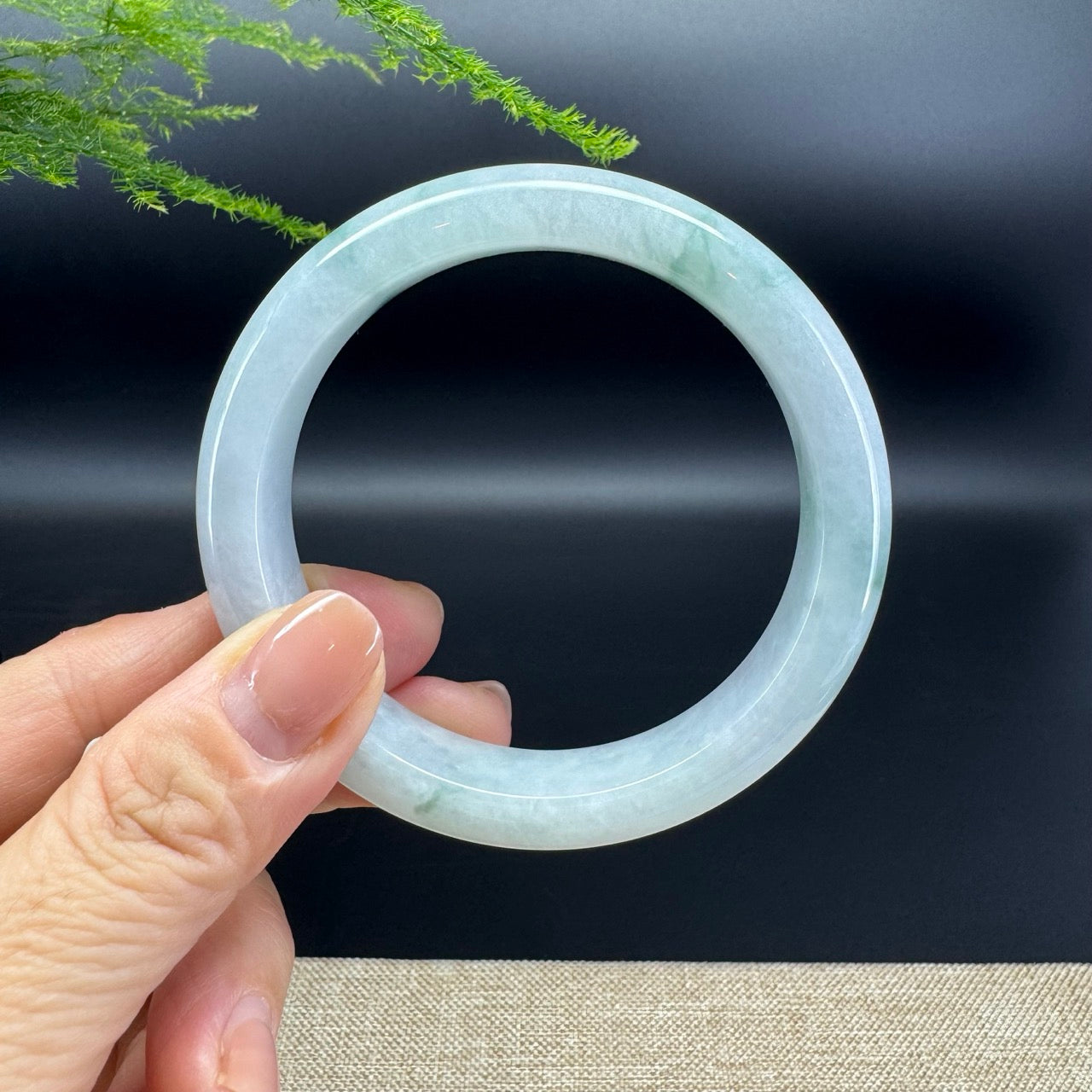 Genuine Burmese Oil Green Jade Jadeite Bangle Bracelet (57.6mm)