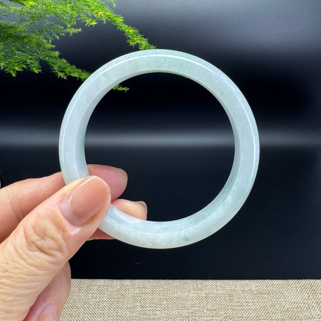 Genuine Burmese Icy Green Jade Jadeite Bangle Bracelet ( 57.3mm )