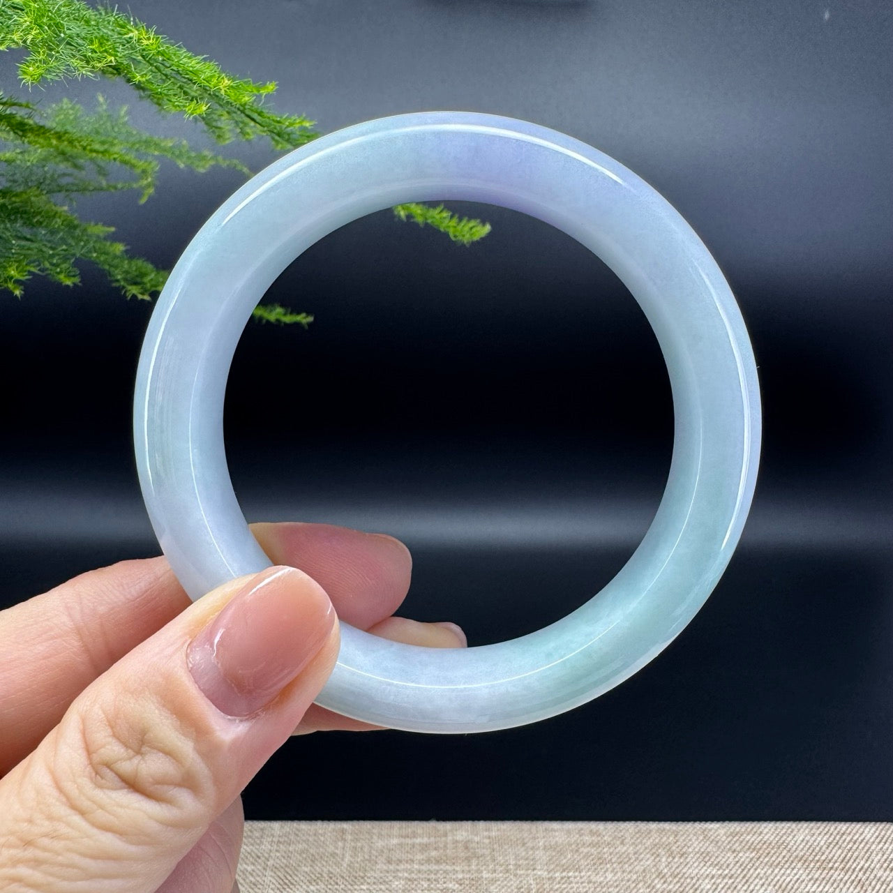 Genuine Burmese Lavender Green Jade Jadeite Bangle Bracelet (56.4mm)