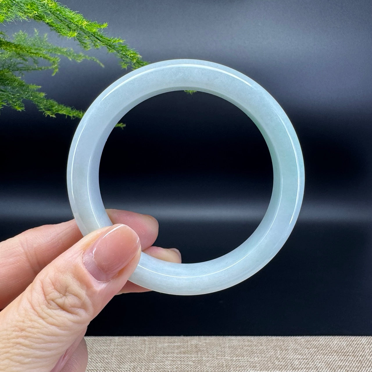 Genuine Burmese Icy Green Jade Jadeite Bangle Bracelet ( 56.1mm )