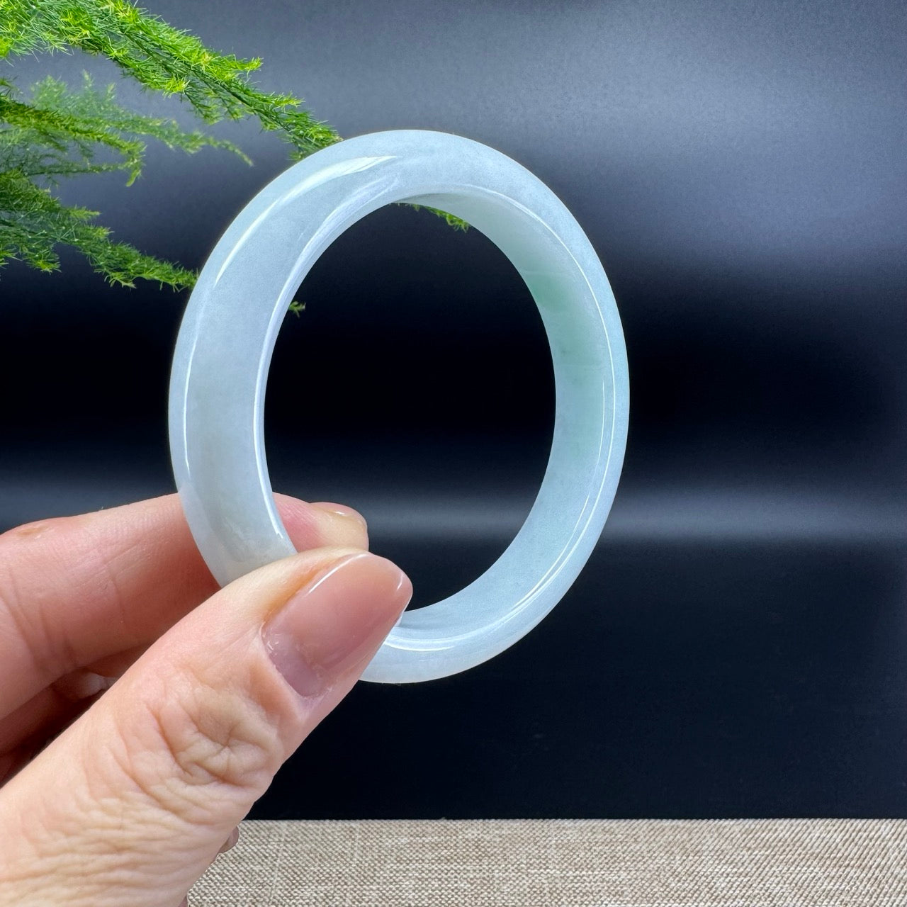 Genuine Burmese Icy Green Jade Jadeite Bangle Bracelet ( 56.1mm )