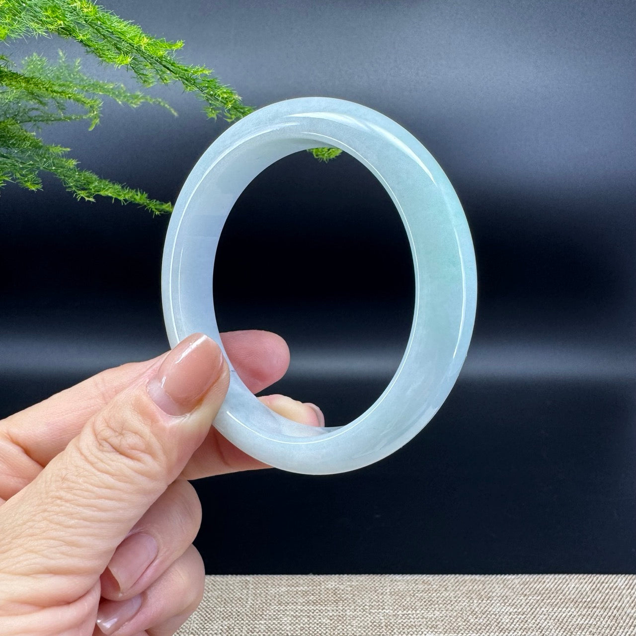 Genuine Burmese Icy Green Jade Jadeite Bangle Bracelet ( 56.1mm )