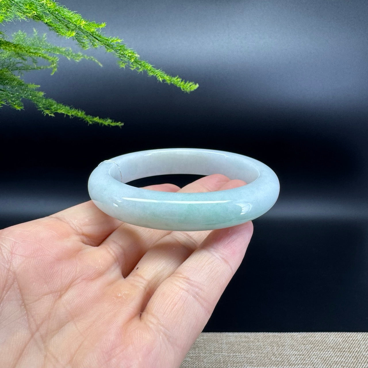 Genuine Burmese Icy Green Jade Jadeite Bangle Bracelet ( 56.1mm )
