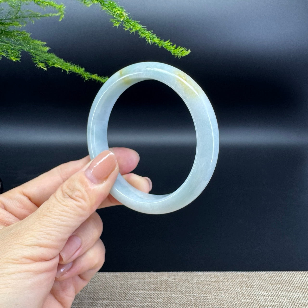 Genuine Burmese Yellow Green Jade Jadeite Bangle Bracelet ( 56.8mm )