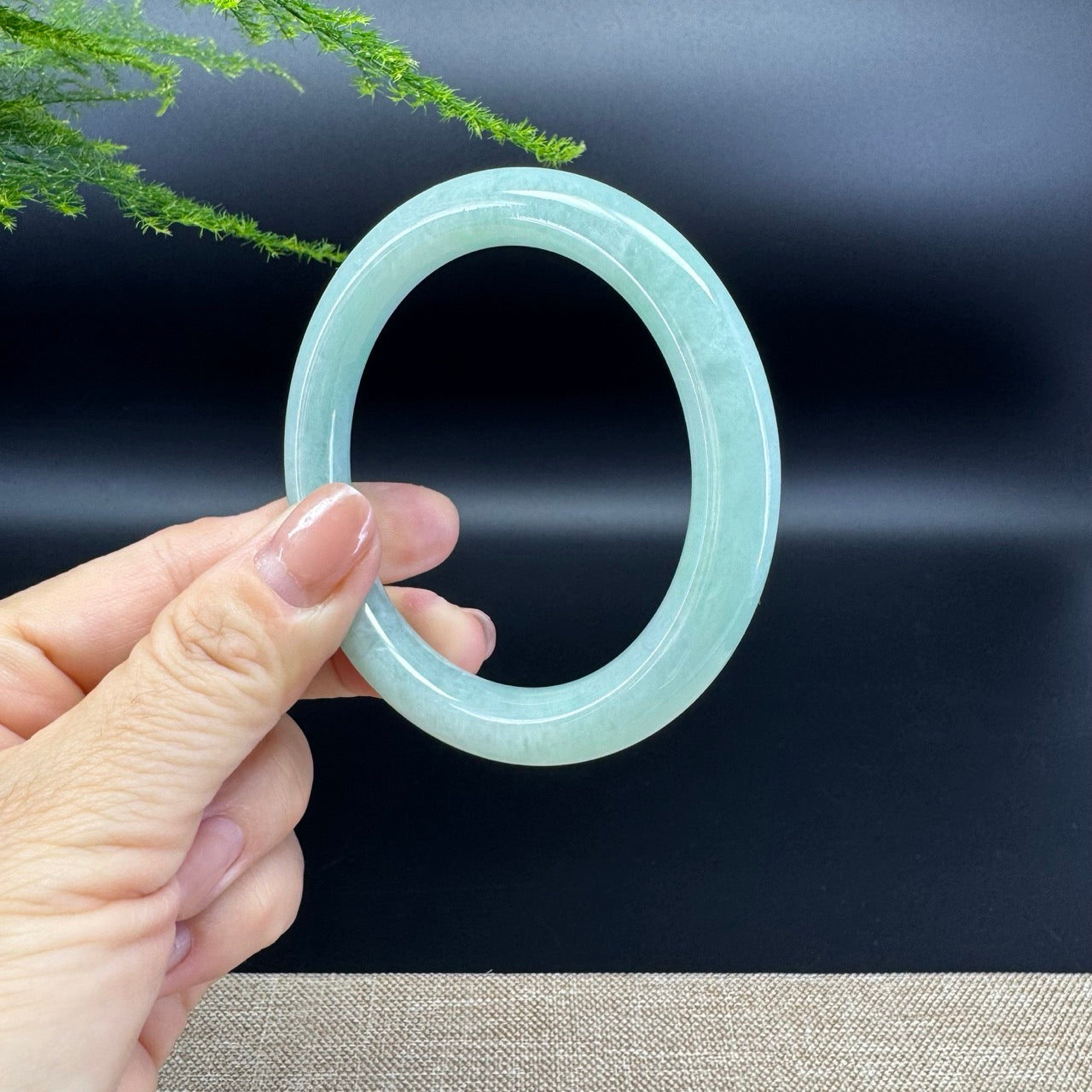 Genuine Burmese Apple Green Jade Jadeite Bangle Bracelet ( 56.3mm )