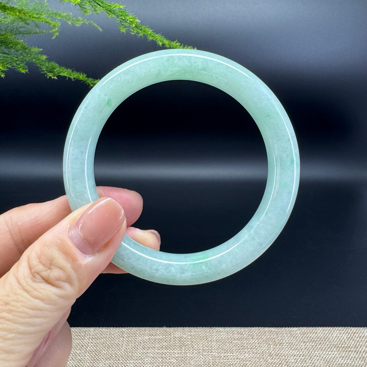 Genuine Burmese Apple Green Jade Jadeite Bangle Bracelet ( 56.3mm )